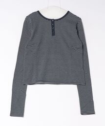 【8色展開】前後2WAY ヘンリーネック細ボーダーロンT 26AW新作 秋服 冬服 レイヤード 紅葉 お出かけ