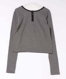 ≪数量限定≫【8色展開】前後2WAY ヘンリーネック細ボーダーロンT 26AW新作 秋服 冬服 レイヤード 紅葉 お出かけ
