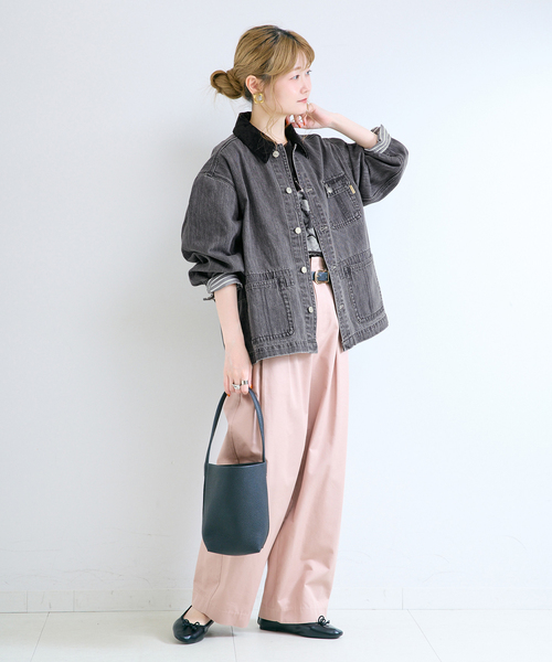 B.C STOCK(ベーセーストック)の「ウォッシャブル / DU JOUR / デュ ジュール JEAN CHORE JACKET(デニムジャケット・レディース・サックスブルー/グレー・FREE)」の3枚目の写真
