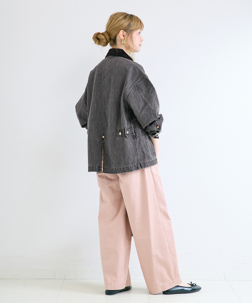 B.C STOCK(ベーセーストック)の「ウォッシャブル / DU JOUR / デュ ジュール JEAN CHORE JACKET(デニムジャケット・レディース・サックスブルー/グレー・FREE)」の5枚目の写真