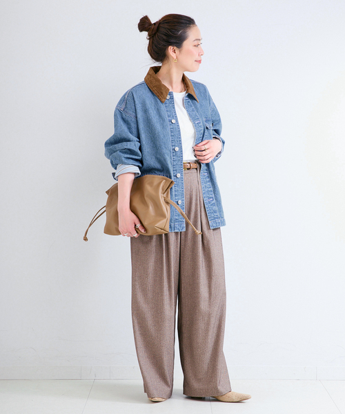 B.C STOCK(ベーセーストック)の「ウォッシャブル / DU JOUR / デュ ジュール JEAN CHORE JACKET(デニムジャケット・レディース・サックスブルー/グレー・FREE)」の10枚目の写真