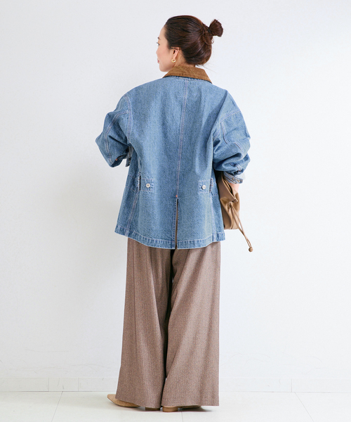 B.C STOCK(ベーセーストック)の「ウォッシャブル / DU JOUR / デュ ジュール JEAN CHORE JACKET(デニムジャケット・レディース・サックスブルー/グレー・FREE)」の12枚目の写真