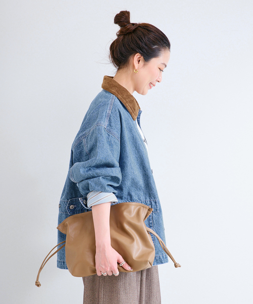 B.C STOCK(ベーセーストック)の「ウォッシャブル / DU JOUR / デュ ジュール JEAN CHORE JACKET(デニムジャケット・レディース・サックスブルー/グレー・FREE)」の14枚目の写真