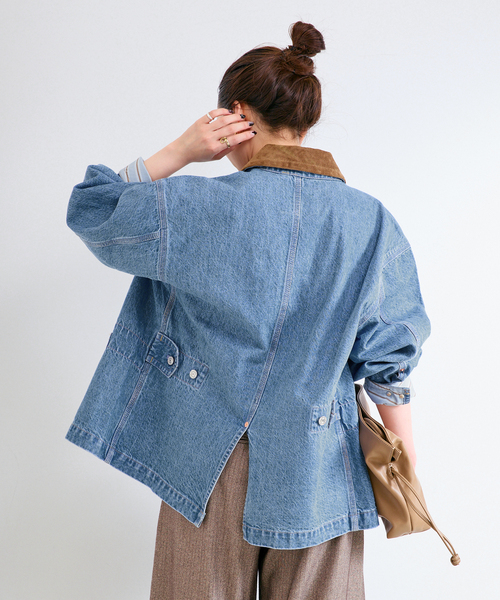 B.C STOCK(ベーセーストック)の「ウォッシャブル / DU JOUR / デュ ジュール JEAN CHORE JACKET(デニムジャケット・レディース・サックスブルー/グレー・FREE)」の15枚目の写真