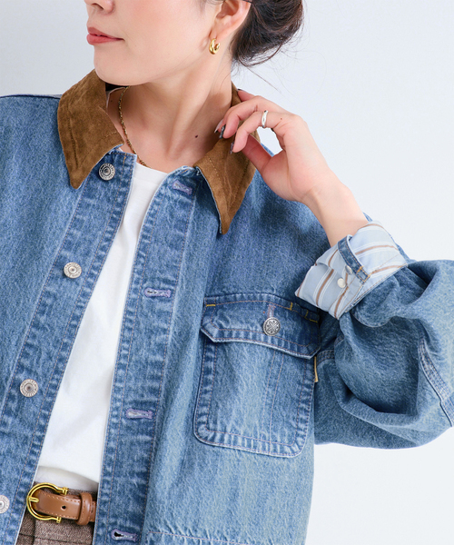 B.C STOCK(ベーセーストック)の「ウォッシャブル / DU JOUR / デュ ジュール JEAN CHORE JACKET(デニムジャケット・レディース・サックスブルー/グレー・FREE)」の16枚目の写真