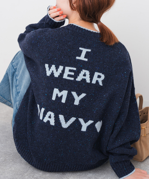 Spick & Span(スピックアンドスパン)の「《WEB限定 / 追加》ロゴインターシャニット(ニット/セーター・レディース・ネイビー/ピンク/ウッド・FREE)」の2枚目の写真