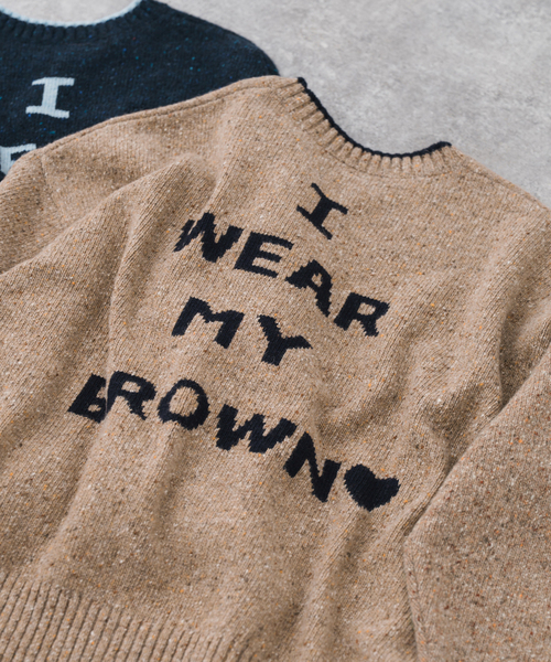 Spick & Span(スピックアンドスパン)の「《WEB限定 / 追加》ロゴインターシャニット(ニット/セーター・レディース・ネイビー/ピンク/ウッド・FREE)」の1枚目の写真