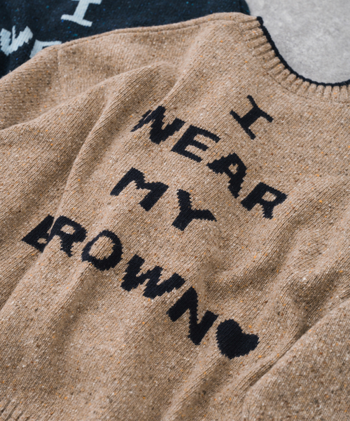 Spick & Span(スピックアンドスパン)の「《WEB限定 / 追加》ロゴインターシャニット(ニット/セーター・レディース・ネイビー/ピンク/ウッド・FREE)」の4枚目の写真
