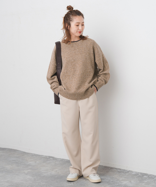 Spick & Span(スピックアンドスパン)の「《WEB限定 / 追加》ロゴインターシャニット(ニット/セーター・レディース・ネイビー/ピンク/ウッド・FREE)」の5枚目の写真