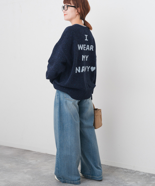 Spick & Span(スピックアンドスパン)の「《WEB限定 / 追加》ロゴインターシャニット(ニット/セーター・レディース・ネイビー/ピンク/ウッド・FREE)」の6枚目の写真