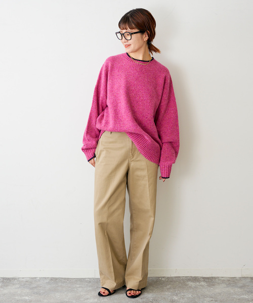 Spick & Span(スピックアンドスパン)の「《WEB限定 / 追加》ロゴインターシャニット(ニット/セーター・レディース・ネイビー/ピンク/ウッド・FREE)」の7枚目の写真