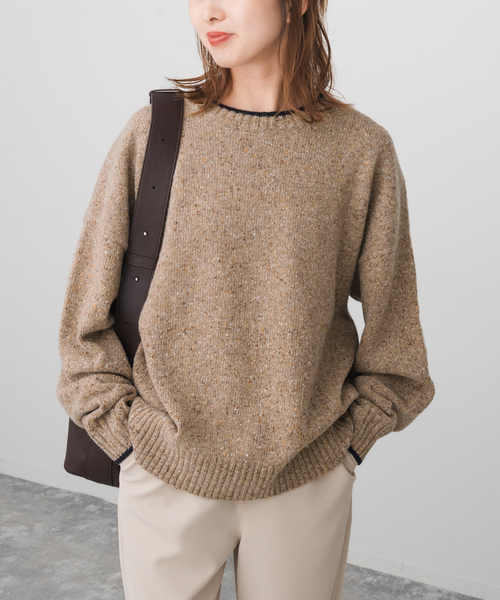 Spick & Span(スピックアンドスパン)の「《WEB限定 / 追加》ロゴインターシャニット(ニット/セーター・レディース・ネイビー/ピンク/ウッド・FREE)」の8枚目の写真