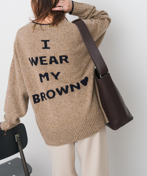 Spick & Span(スピックアンドスパン)の「《WEB限定 / 追加》ロゴインターシャニット(ニット/セーター・レディース・ネイビー/ピンク/ウッド・FREE)」の11枚目の写真