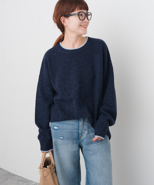 Spick & Span(スピックアンドスパン)の「《WEB限定 / 追加》ロゴインターシャニット(ニット/セーター・レディース・ネイビー/ピンク/ウッド・FREE)」の14枚目の写真