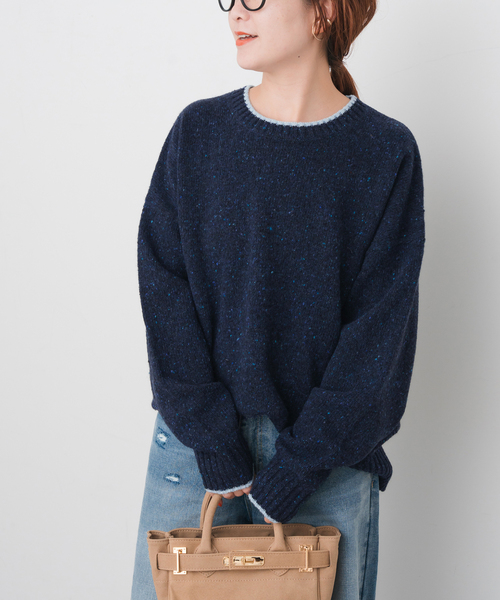 Spick & Span(スピックアンドスパン)の「《WEB限定 / 追加》ロゴインターシャニット(ニット/セーター・レディース・ネイビー/ピンク/ウッド・FREE)」の15枚目の写真