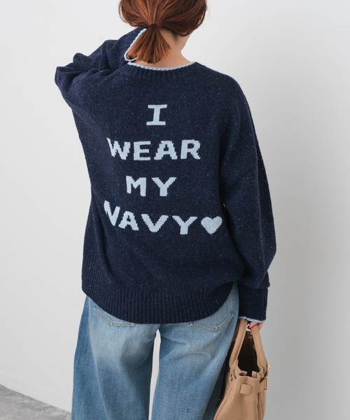 Spick & Span(スピックアンドスパン)の「《WEB限定 / 追加》ロゴインターシャニット(ニット/セーター・レディース・ネイビー/ピンク/ウッド・FREE)」の18枚目の写真