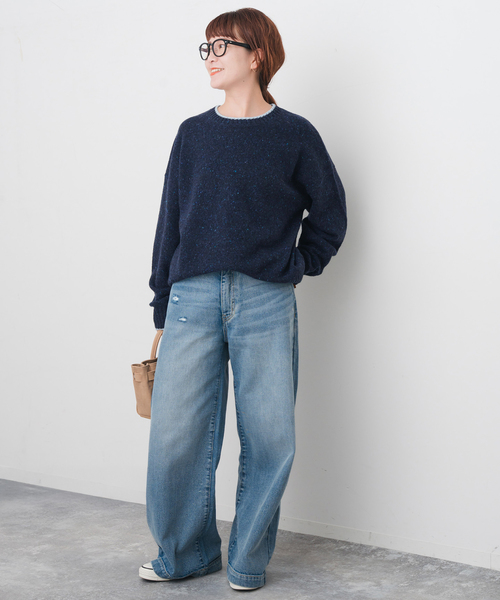 Spick & Span(スピックアンドスパン)の「《WEB限定 / 追加》ロゴインターシャニット(ニット/セーター・レディース・ネイビー/ピンク/ウッド・FREE)」の19枚目の写真
