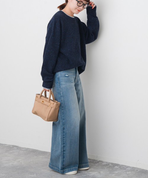 Spick & Span(スピックアンドスパン)の「《WEB限定 / 追加》ロゴインターシャニット(ニット/セーター・レディース・ネイビー/ピンク/ウッド・FREE)」の20枚目の写真