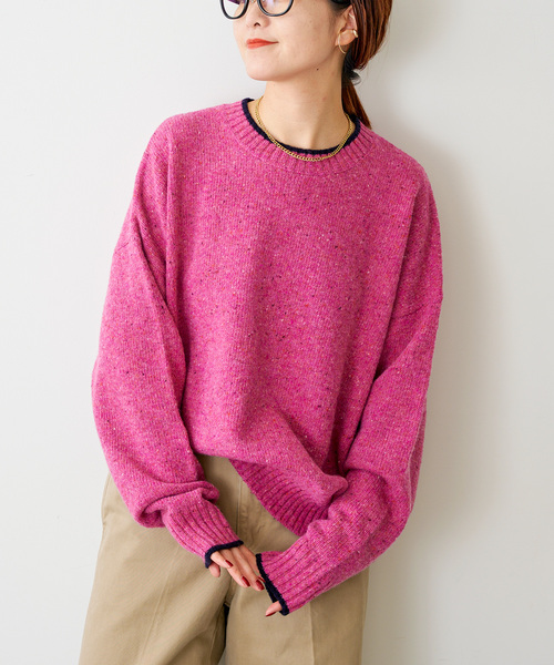 Spick & Span(スピックアンドスパン)の「《WEB限定 / 追加》ロゴインターシャニット(ニット/セーター・レディース・ネイビー/ピンク/ウッド・FREE)」の22枚目の写真
