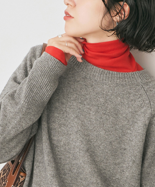 Spick & Span(スピックアンドスパン)の「《追加》ハイネックプルオーバー(Tシャツ/カットソー・レディース・ホワイト/レッド/マルチ/スミクロ・FREE)」の3枚目の写真