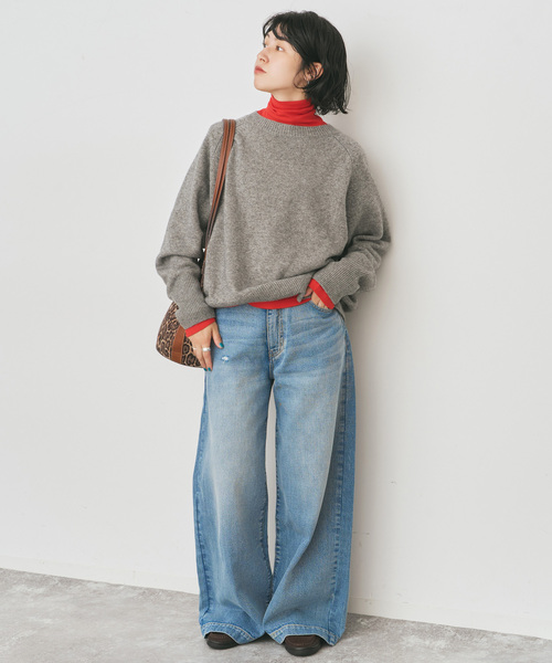 Spick & Span(スピックアンドスパン)の「《追加》ハイネックプルオーバー(Tシャツ/カットソー・レディース・ホワイト/レッド/マルチ/スミクロ・FREE)」の7枚目の写真