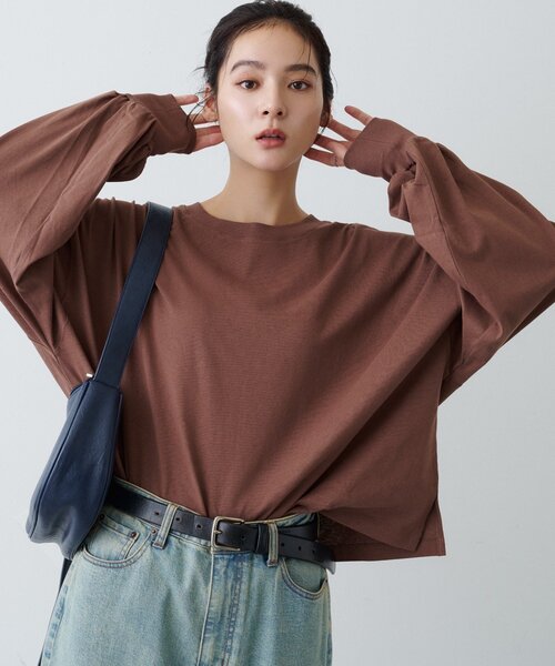 CIAOPANIC TYPY(チャオパニックティピー)の「【WEB限定】復刻!ボリュームスリーブロンTee(Tシャツ/カットソー・レディース・オフホワイト/イエロー/ホワイト系その他/サックスブルー/ピンク/ブラウン/ネイビー/チャコールグレー/グレー・ONE SIZE)」の6枚目の写真