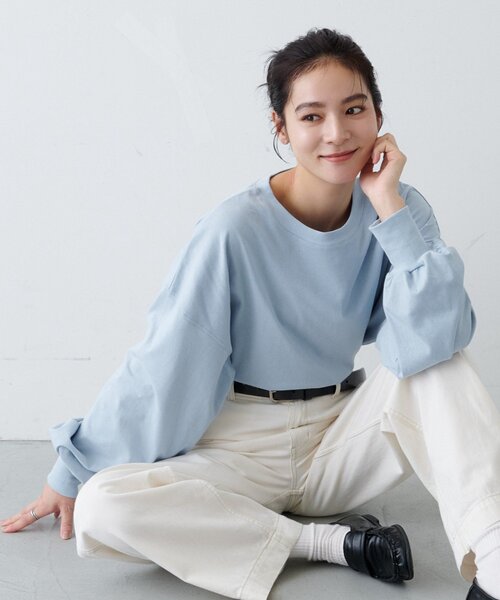 CIAOPANIC TYPY(チャオパニックティピー)の「【WEB限定】復刻!ボリュームスリーブロンTee(Tシャツ/カットソー・レディース・オフホワイト/イエロー/ホワイト系その他/サックスブルー/ピンク/ブラウン/ネイビー/チャコールグレー/グレー・ONE SIZE)」の1枚目の写真