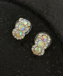 YU-KA:3連ストーンイヤリング Triple-stone earrings