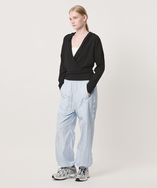 NICE WEATHER(ナイスウェザー)の「<NICE WEATHER>カシュクールフーディ プルオーバー(Tシャツ/カットソー・レディース・ライトグレー/ブラック・FREE)」の6枚目の写真
