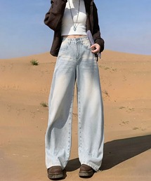 ハイウエストデニムワイドパンツ