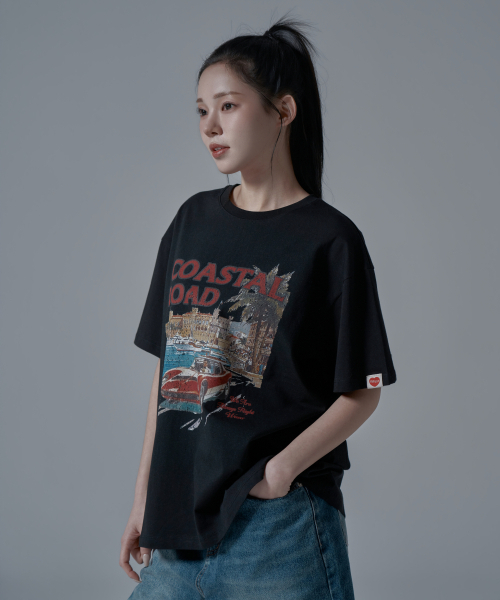 WAARFORWOMAN(ワール・フォー・ウーマン)の「WT-67 コスタルオーバーサイズ半袖Tシャツ_ブラック(Tシャツ/カットソー・レディース・その他・FREE)」の2枚目の写真