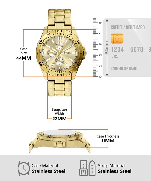 FOSSIL(フォッシル)の「フォッシル 腕時計 メンズ アナログ ステンレス FS6194(アナログ腕時計・メンズ・ゴールド・FREE)」の5枚目の写真