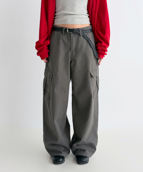 BUTTON UP(ボタンアップ)の「コットンワイドカーゴパンツ(CHACOAL)(その他パンツ・レディース・その他・SMALL/MEDIUM/LARGE)」の2枚目の写真