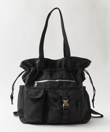 【2WAY】【A4サイズ対応】Water-Repellent 2-Way Drawstring Multi-Pocket Bag / 撥水2WAY 巾着仕様 マルチポケットバッグ y2k 韓国系 レディース 秋 秋服 2026年秋冬