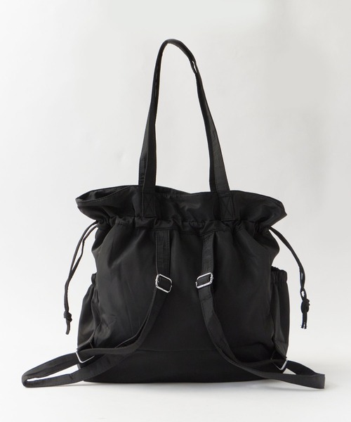 Chick(チック)の「【2WAY】【A4サイズ対応】Water-Repellent 2-Way Drawstring Multi-Pocket Bag / 撥水2WAY 巾着仕様 マルチポケットバッグ y2k 韓国系 レディース 秋 秋服 2026年秋冬(バックパック/リュック・メンズ・ブラック・FREE)」の12枚目の写真