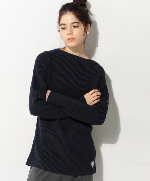 UNITED ARROWS（ユナイテッドアローズ）の「＜FILEUSE DARVOR（フィルーズ・ダルボー）＞ニット（ニット/セーター・レディース・ホワイト/ネイビー・SMALL/MEDIUM）」の13枚目の写真