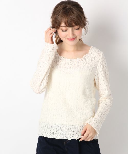 Heather（ヘザー）の「キモウレース＊インナー長袖　737607（Tシャツ/カットソー・レディース・ブラック系その他/ホワイト系その他・FREE）」の2枚目の写真