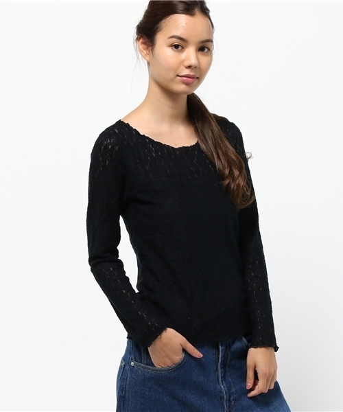 Heather（ヘザー）の「キモウレース＊インナー長袖　737607（Tシャツ/カットソー・レディース・ブラック系その他/ホワイト系その他・FREE）」の10枚目の写真