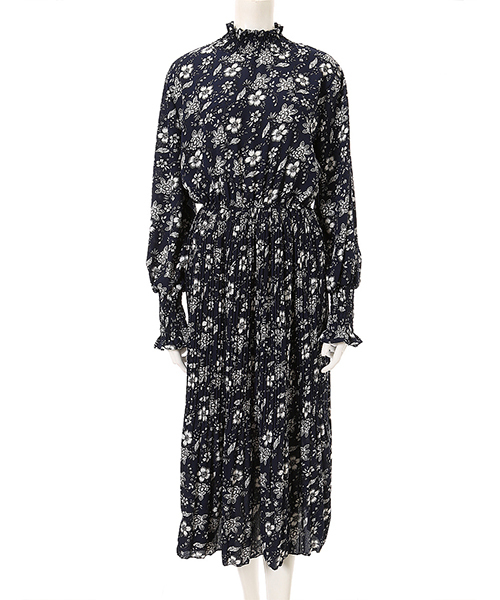 fifth（フィフス）の「フリルハイネックレトロフラワーワンピース（ワンピース・レディース・グレー/ネイビー・MEDIUM）」の3枚目の写真