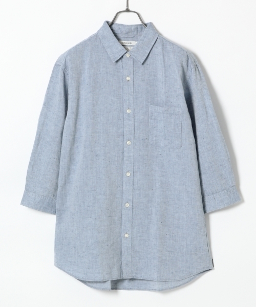 GLOBAL WORK（グローバルワーク）の「フレンチリネンコットンシャツ7分袖/738519（シャツ/ブラウス・メンズ・ブルー/グレー/ホワイト/ネイビー/カーキ・LARGE/SMALL/X-LARGE/MEDIUM）」の5枚目の写真