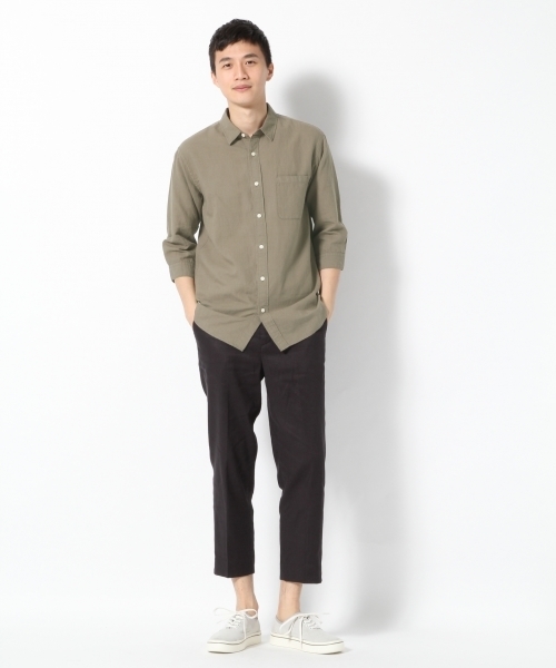 GLOBAL WORK（グローバルワーク）の「フレンチリネンコットンシャツ7分袖/738519（シャツ/ブラウス・メンズ・ブルー/グレー/ホワイト/ネイビー/カーキ・LARGE/SMALL/X-LARGE/MEDIUM）」の14枚目の写真