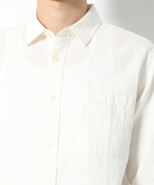 GLOBAL WORK（グローバルワーク）の「フレンチリネンコットンシャツ7分袖/738519（シャツ/ブラウス・メンズ・ブルー/グレー/ホワイト/ネイビー/カーキ・LARGE/SMALL/X-LARGE/MEDIUM）」の18枚目の写真
