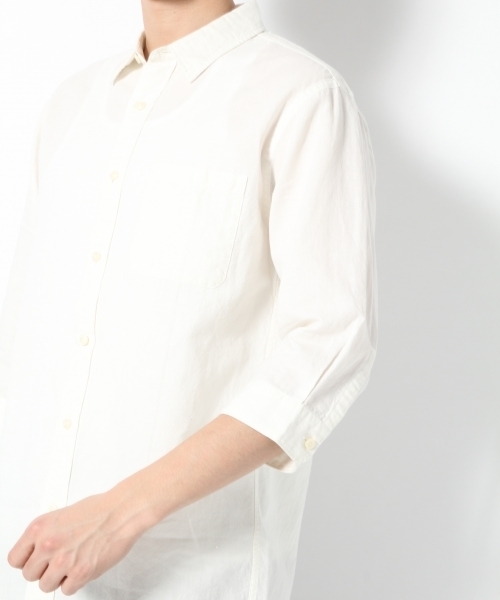 GLOBAL WORK（グローバルワーク）の「フレンチリネンコットンシャツ7分袖/738519（シャツ/ブラウス・メンズ・ブルー/グレー/ホワイト/ネイビー/カーキ・LARGE/SMALL/X-LARGE/MEDIUM）」の6枚目の写真