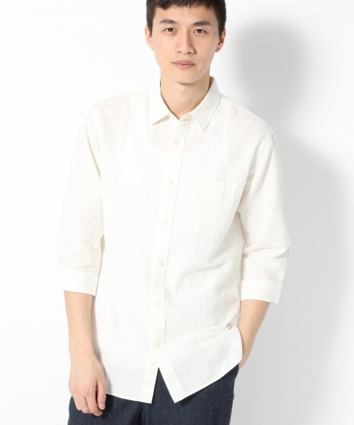 GLOBAL WORK（グローバルワーク）の「フレンチリネンコットンシャツ7分袖/738519（シャツ/ブラウス・メンズ・ブルー/グレー/ホワイト/ネイビー/カーキ・LARGE/SMALL/X-LARGE/MEDIUM）」の19枚目の写真