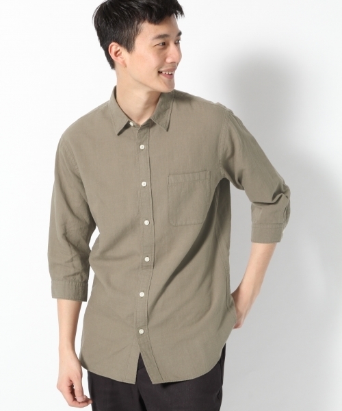 GLOBAL WORK（グローバルワーク）の「フレンチリネンコットンシャツ7分袖/738519（シャツ/ブラウス・メンズ・ブルー/グレー/ホワイト/ネイビー/カーキ・LARGE/SMALL/X-LARGE/MEDIUM）」の21枚目の写真