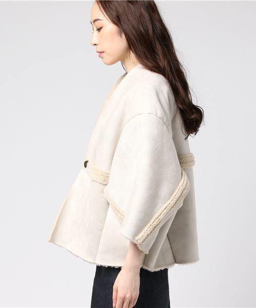 niko and（ニコアンド）の「フェイクムートンリバーシブルボレロ