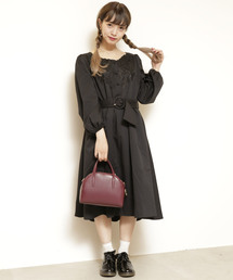 RAY CASSIN | 衿ぐりスカラップ刺繍１０分袖ワンピース(ワンピース)