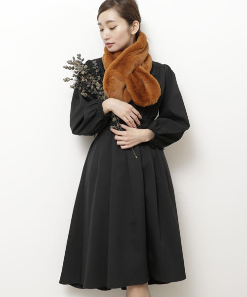 RAY CASSIN（レイカズン）の「衿ぐりスカラップ刺繍１０分袖ワンピース（ワンピース・レディース・ブラック/ピンク/A・FREE）」の14枚目の写真