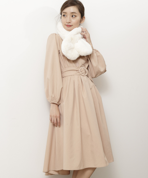 RAY CASSIN（レイカズン）の「衿ぐりスカラップ刺繍１０分袖ワンピース（ワンピース・レディース・ブラック/ピンク/A・FREE）」の17枚目の写真