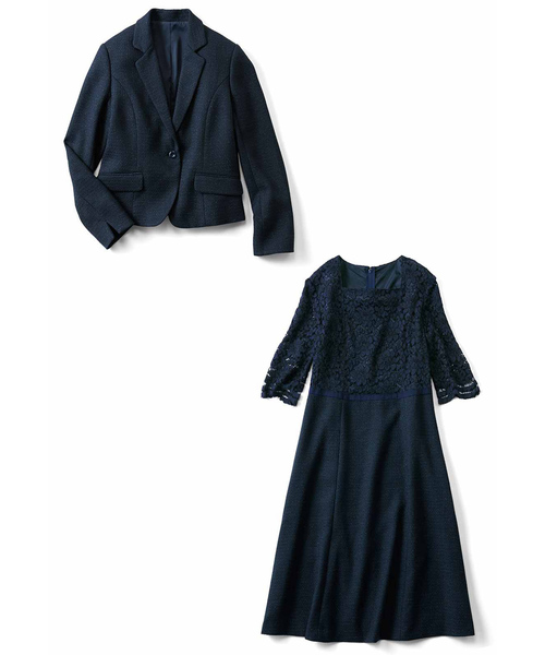 IEDIT（イディット）の「正統派ネイビーが知的な印象のレース遣い  